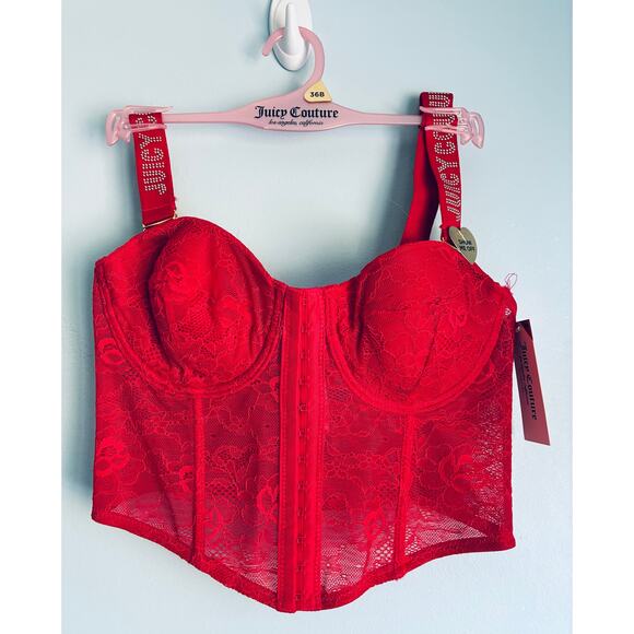 Juicy Couture Corset 36B Red Sexy Lace - Picture 3 of 10